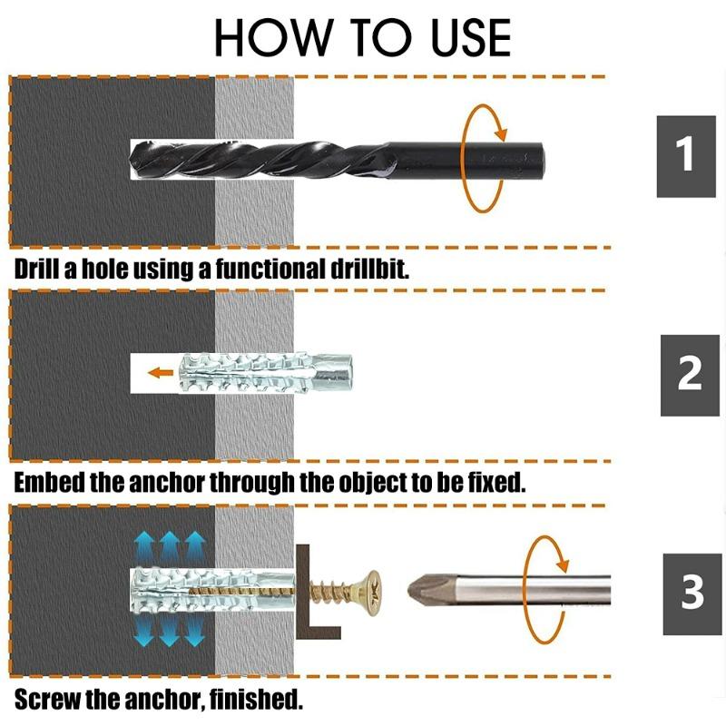 200/10 комплектов расширительных труб для пустотелых стен, плитки, гипсокартона, анкеров с самонарезающими винтами, сверлильных заглушек, распорных болтов.