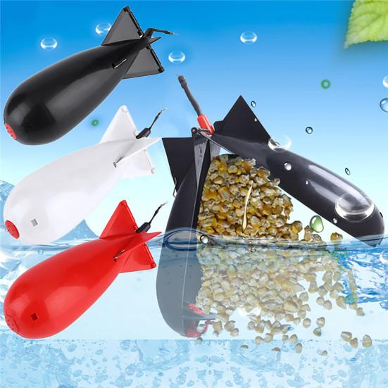 Ergonomic Rocket Shape 360 Degrees Rotating Bait Thrower Practical Large Capacity Lure Thrower Fishing Supplies