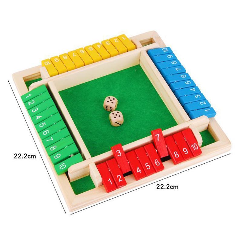 Четырехсторонний набор настольной игры Shut The Box с 10 цифрами, кубики, для вечеринки, клуба, питьевые игры для 4 игроков, числовая игра для вечеринки, настольные игры
