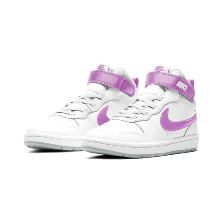 Nike Mid 2 Ретро Повседневные Нескользящие Амортизирующие Прочные Полувысокие Детские Кеды для Скейтборда Детские кеды Белый Фиолетовый CD7783-103