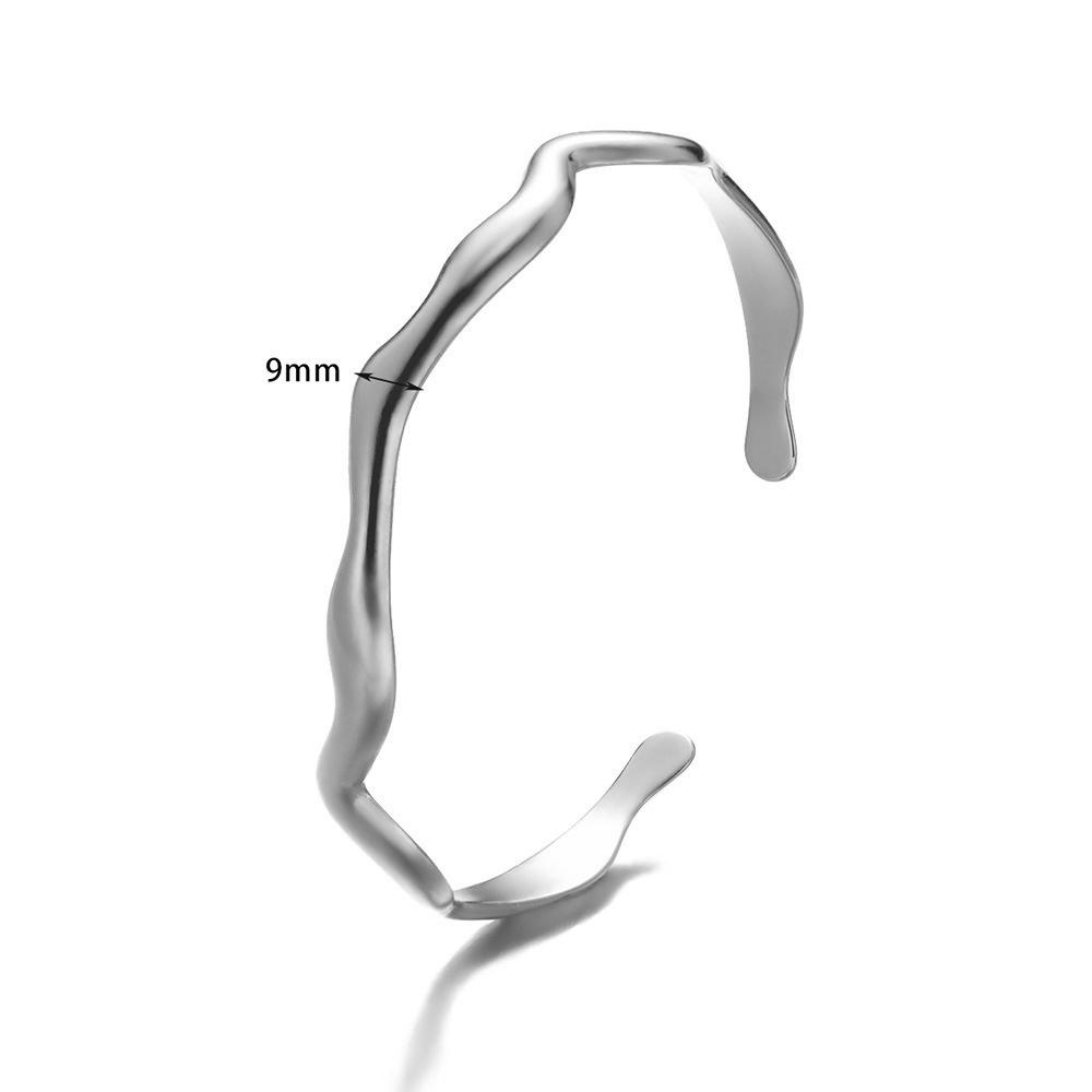 Stainless Steel Wave Open Bangle Bracelets for Women Fashion Gold Color Irregular Cuff Bangles Trendy Aesthetic Jewelry Gift