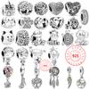 100% 925 Sterling Silver Boy Girls Feather Cat Dog Family Tree Beads Fit Original Fasion Charms Bracelet Women DIY Fine Jewelry