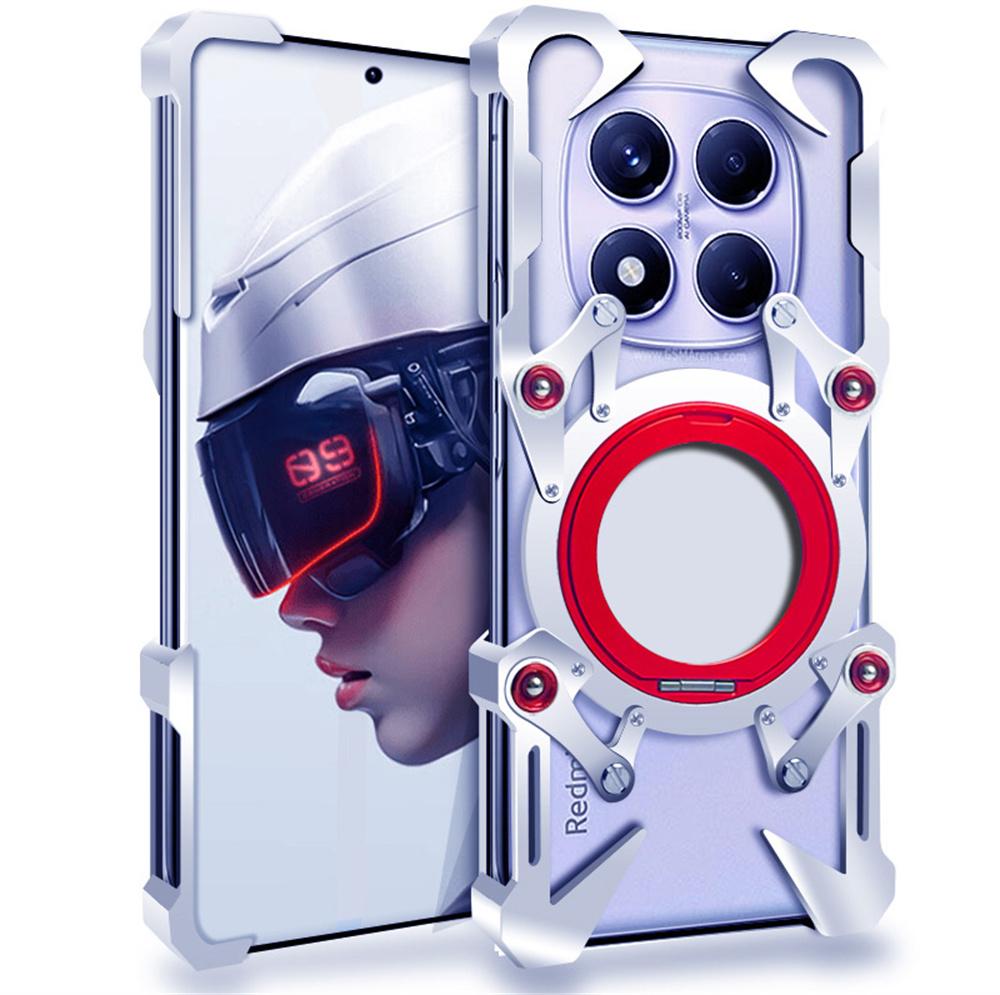 For Xiaomi Redmi Note 14 Pro 4G/5G/Note 14 Pro+ 5G Bumper Case Kickstand Aluminum Alloy Magnetic Phone Cover with Wrist Strap