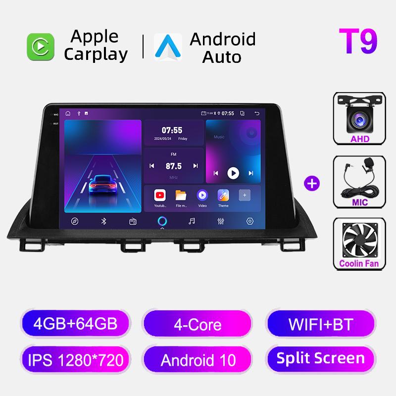 Автомобильное радио WIFI+4G BT CarPlay для Mazda 3 Axela 2014-2017 Мультимедийный видеоплеер GPS-навигация Стерео Аудио Головное устройство Автомагнитола