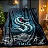 Seattle Kraken Logo Blanket Flannel Throw for Sofa, Indoor, Camping, Living Room, Office, Chair, And Bed Soft Birthday Gift