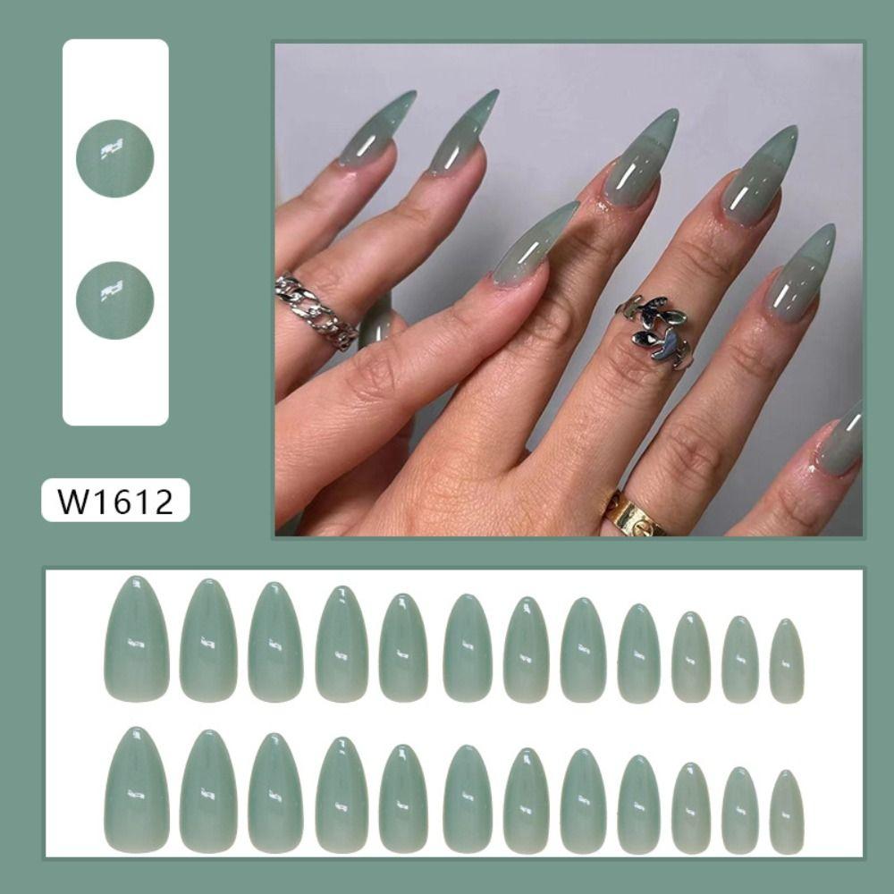 24pcs Star Butterfly Fake Nials Stiletto Ballerina Press on Nails Manicure French Nail Tips Women