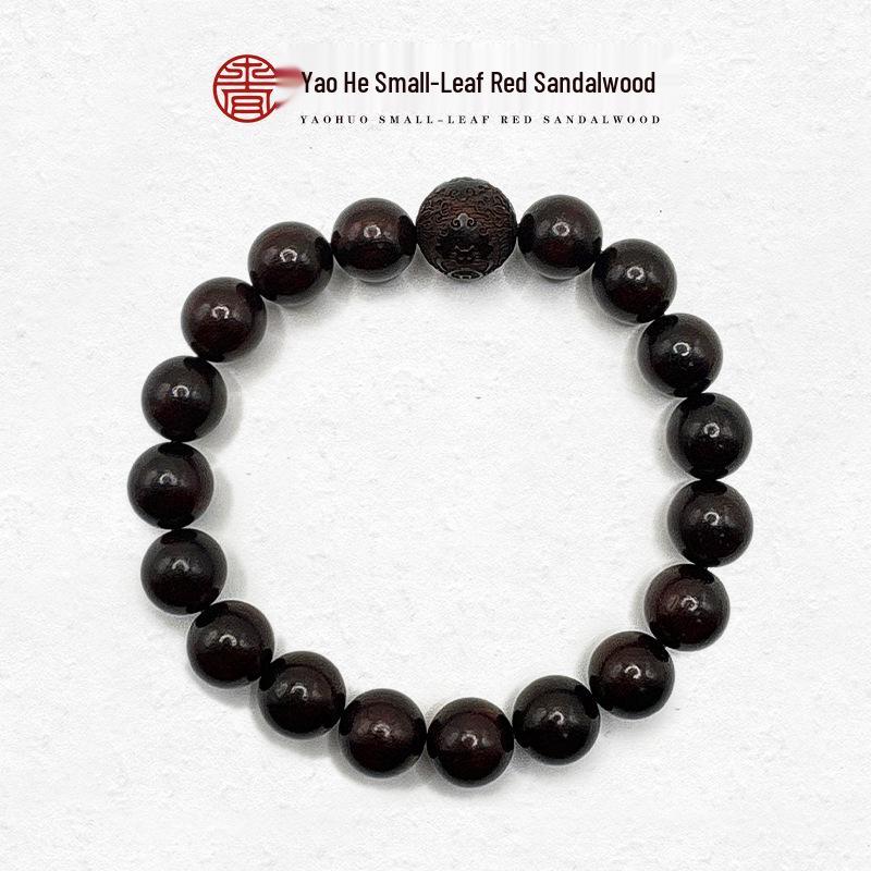 Natural Small-Leaf Sandalwood Bracelet, Unisex Prayer Beads, Single Strand, 0.8, Old Material, 108 Beads