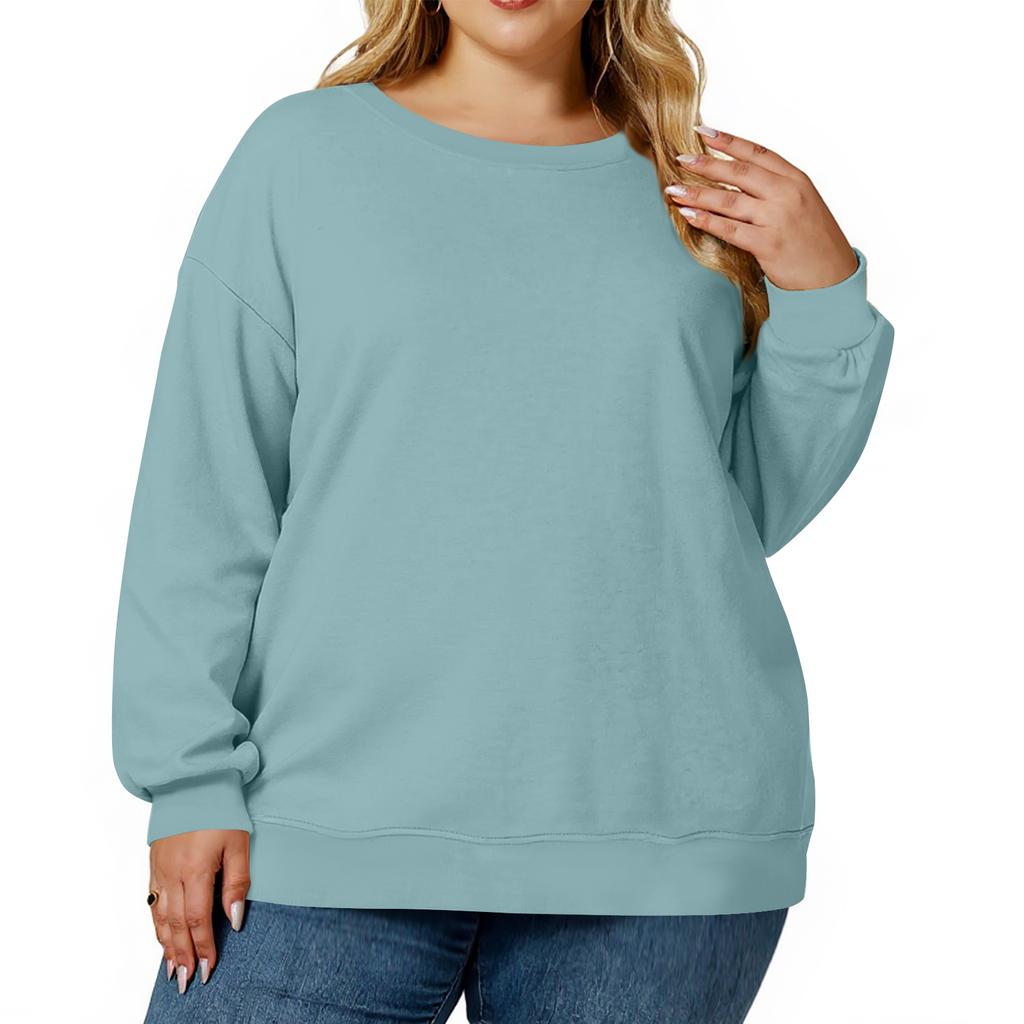 Plus Size Sweatshirt For  Women Oversized Crewneck Long Sleeve Pullover Tops