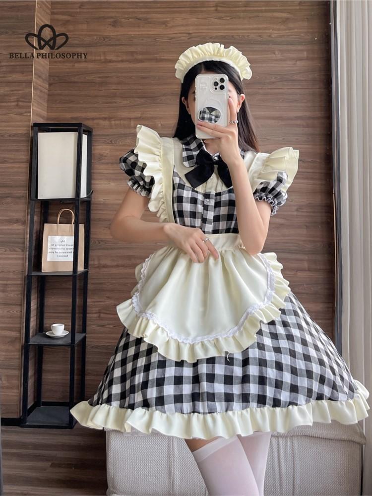 Новый наряд горничной с красным котом, мягкое платье Лолиты для девочек, униформа горничной Лоли, косплей, аниме, косплей