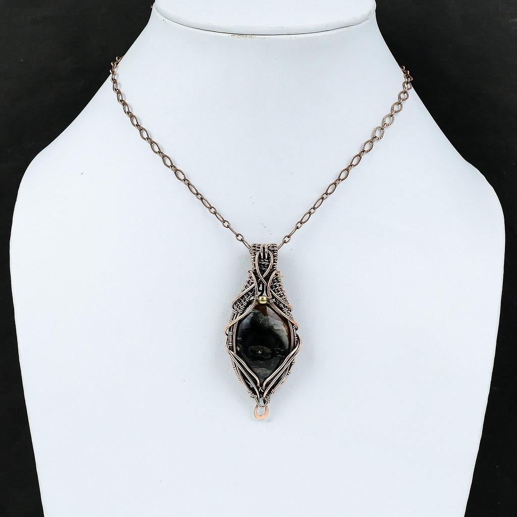 Подвеска Picasso Jasper, подвеска из медной проволоки, подвеска из драгоценных камней ручной работы, ювелирное изделие из проволоки, подарок на помолвку, медные украшения, уникальная подвеска