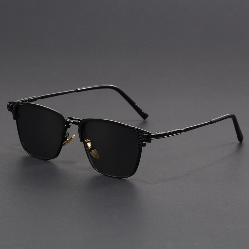 Новые квадратные солнцезащитные очки из титана в полуободковой оправе для мужчин и женщин, дизайнерские солнцезащитные очки класса люкс, ретро-стиль для мужчин.