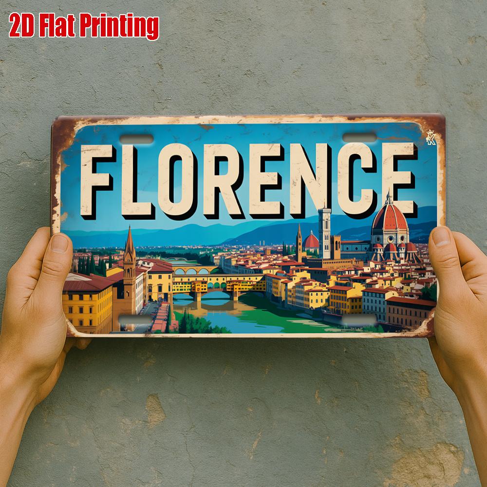 D Flat D Flat Printing pc Florence Cityscape Metal Sign for Decorationg Only Outdoor Wall Art ( ) Vint