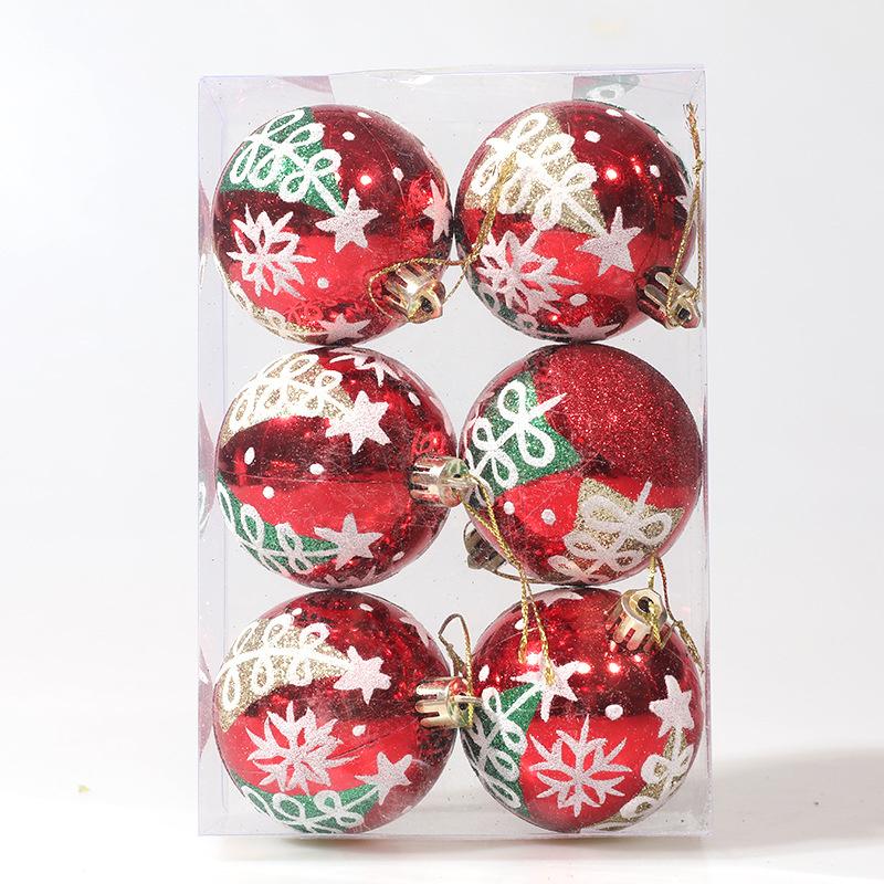 6pcs Christmas Balls 6cm Xmas Party Hanging Ball Bright Ball Christmas Tree Ornaments New Year Gift Christmas Decoration