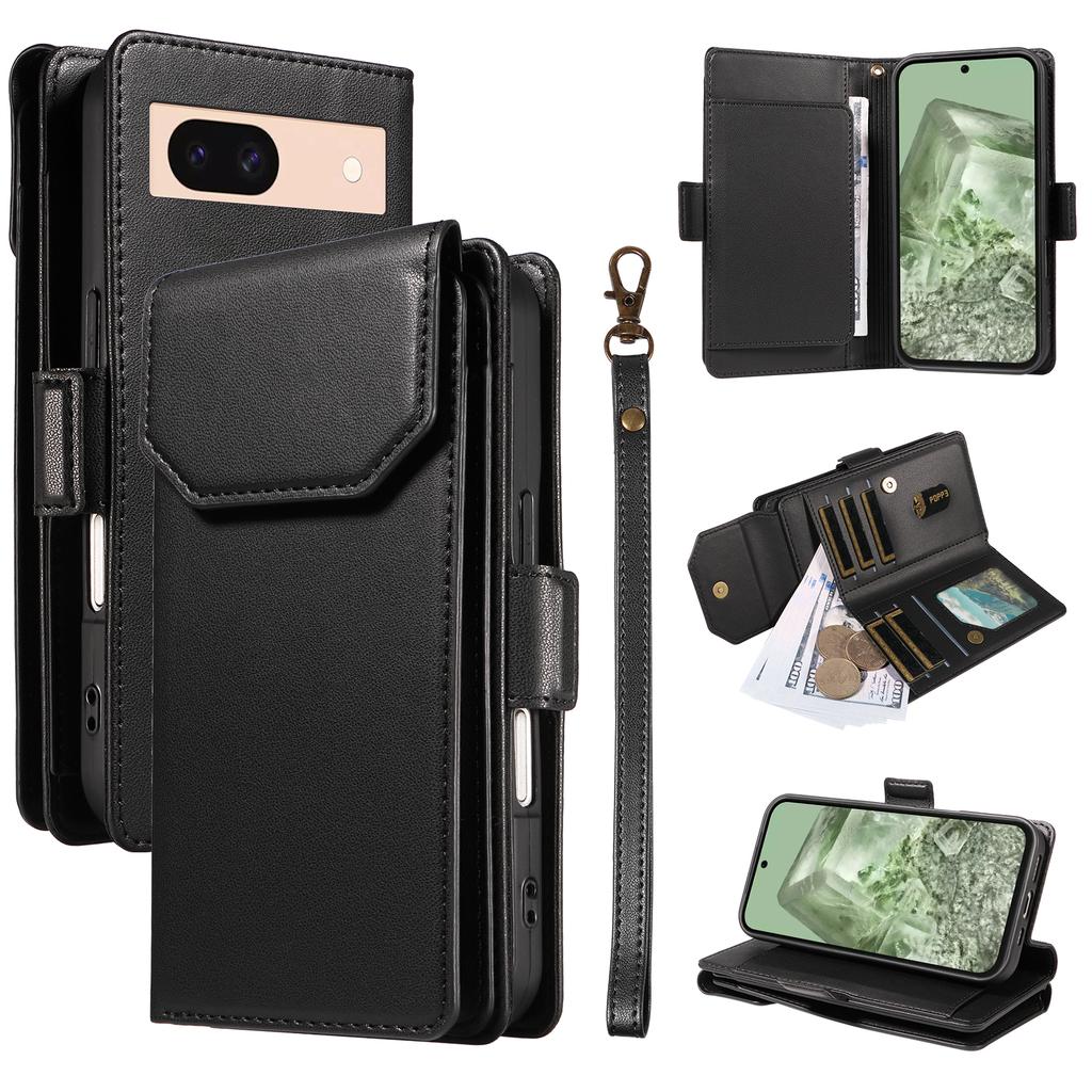 Чехол для Google Pixel 8a с держателем для нескольких карт и ремешком, чехол для телефона из ПУ кожи, подставка