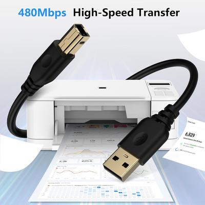 Кабель USB для принтера 10 футов USB A — Type B Шнур для сканера Высокоскоростной USB 2.0 Type B Кабель для принтера для HP Canon Brother Samsung Dell Epson Lexmark Xerox, MIDI