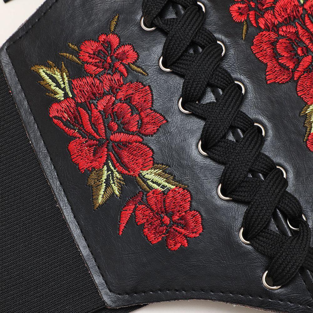 Вышитый узор розы утягивающий пояс корсет женский пояс женское платье кушаки