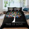 Tree Of Life Duvet Cover Set Blue Tree With Black Background 3D Print Comforter Cover For Kids Boys Girls Polyester Bedding Set