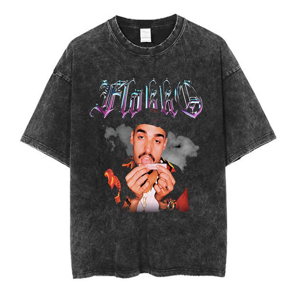 Rapper RELS B Skinny Flakk Tour Vintage Washed T Shirt Men Clothing Hip Hop Oversized Short Sleeve Tshirt Cotton Tshirts