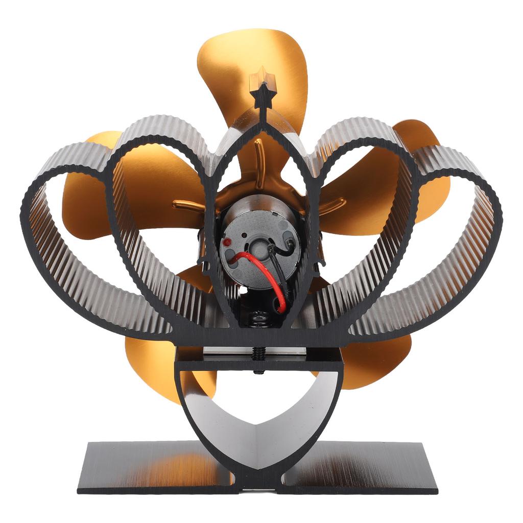 Тепловой вентилятор для печи из алюминиевого сплава с низким уровнем шума, устойчивый вентилятор для дровяной печи для камина, золото