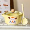 Милая керамическая миска для лапши быстрого приготовления с крышкой, собачка Пача. Миска для лапши быстрого приготовления для студенческого общежития, большая емкость, миска для порошка улитки, для дома