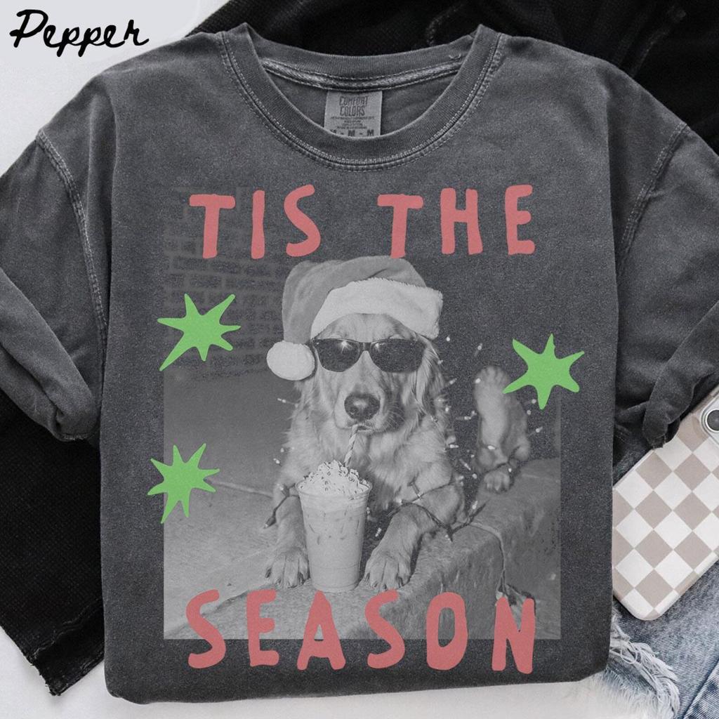 Golden Retriever Dog Christmas Comfort Colors Shirt, Iced Coffee Dog Mom T-shirt, Funny Mothers Day Gifts, Dog Mama Tee, Tshirt