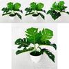 Artificial Green Plant Pot With 9 Turtleback Leaf Faux Foliage For Home Decor And Photography