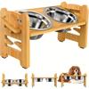 Adjustable Elevated Dog and Cat Feeder with Foldable Stand and 2 Stainless Steel Bowls, Perfect for Small Pets