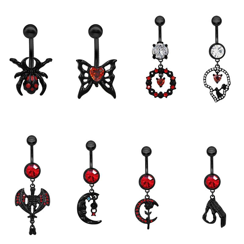 Кольца для пирсинга пупка в стиле готики-панка, летучей мыши и бабочки, для женщин и девочек, на Хэллоуин, украшения для тела, аксессуары, подарок