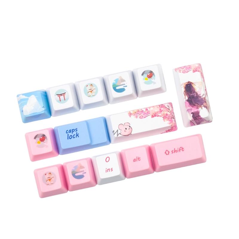 118 клавиш/комплект OEM-профиль Blue Girlish Keycap для механической клавиатуры PBT Dye Sublimation для клавиш Лучший подарок для