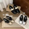 Korean Version of Retro Color Matching Mary Jane Shoes Women's Velcro Light Mouth Single Shoes Gentle Round Head Flat Ballet Shoes
