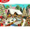 Full Square Diamond Painting House Cross Stitch Diamond Embroidery Landscape Tree Needlework Winter Christmas Gift