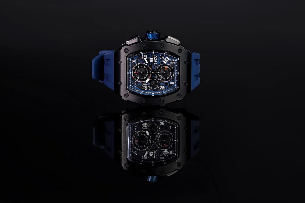 Часы TSAR BOMBA, водонепроницаемые, 5 АТМ, часы-бочка, деловые, из нержавеющей стали, спортивные, роскошные, модные, повседневные, в форме бочки, черные, синие, мужские