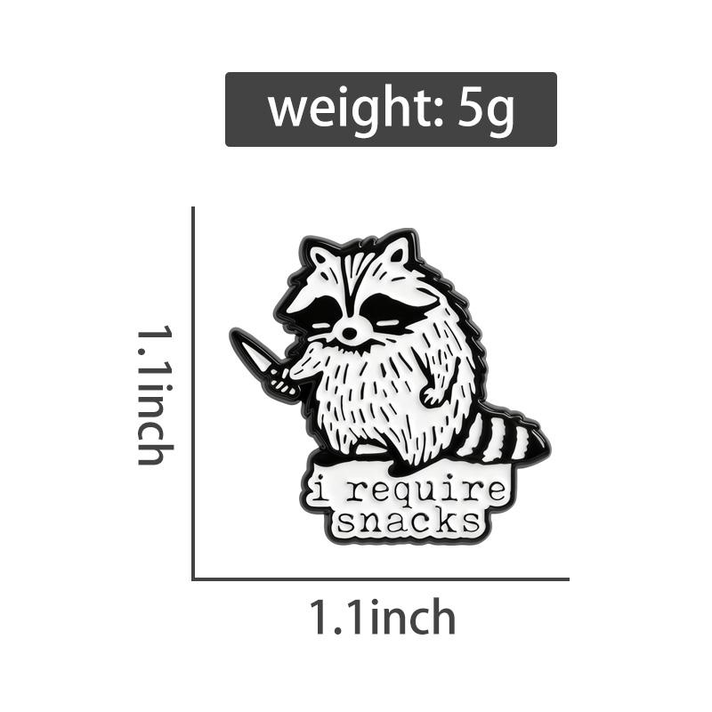 I Require Snacks Enamel Pins Cartoon Trash Panda Raccoon Brooches Lapel Badges Funny Animal Jewelry Gift for Kids Friends