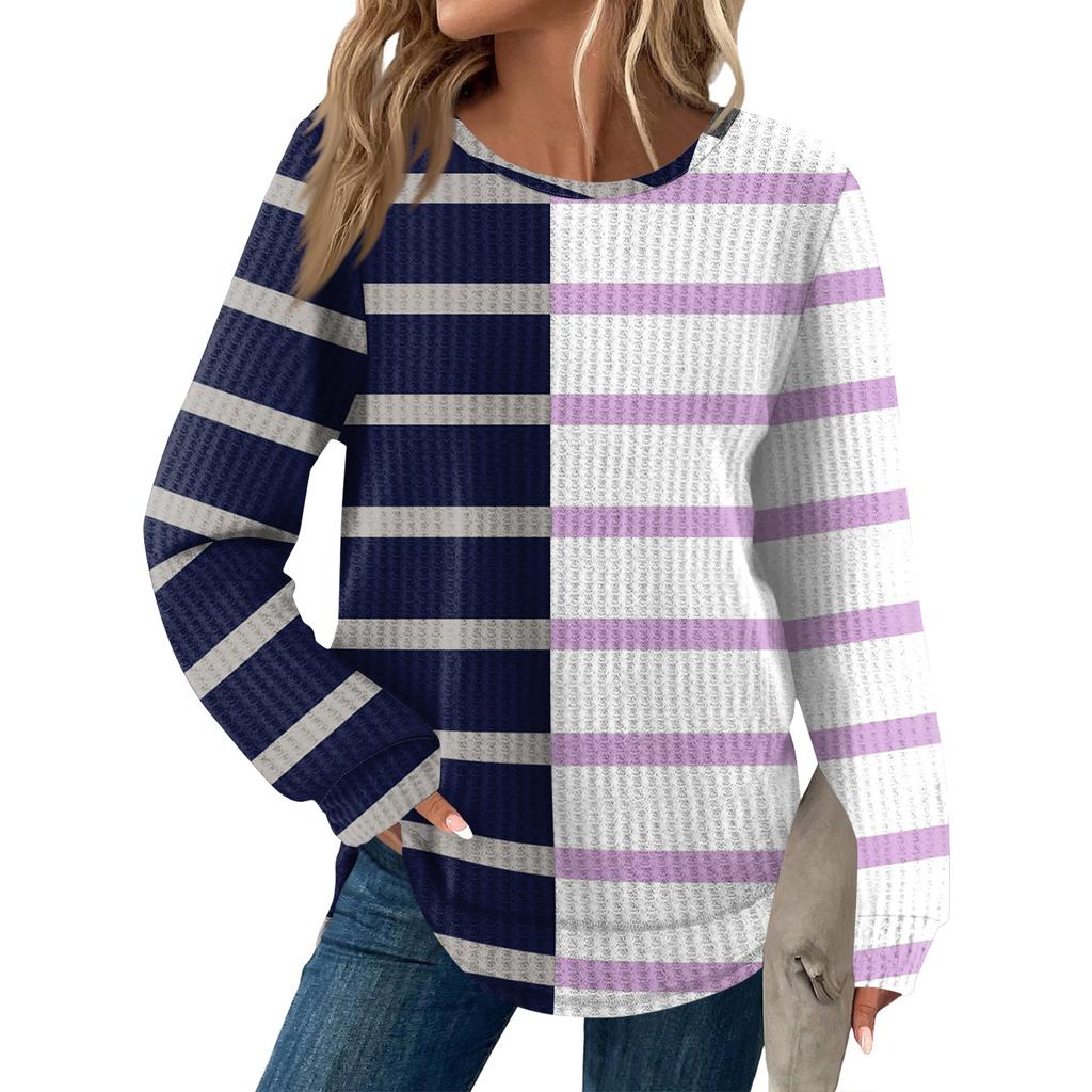 Women's Fashion Casual Loose Round Neck Long-sleeve Printed Top