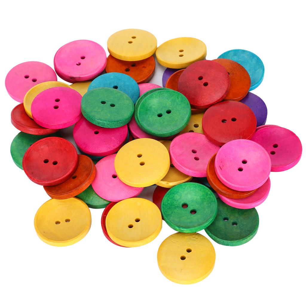 150Pcs Sewing Button Wooden Bowl Shape 2 Holes Multicolor DIY Clothing Crafts Supplies 30mm Dia