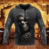 Spring Autumn Men's Hoodie Skull Graphics 3D Print Tops Fashion Unisex Sweatshirt Hip Hop Oversized Casual Clothing