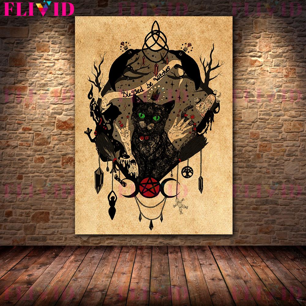 Ретро Созвездие Демона Гадание Плакат Готический Темный Созвездие Демона Стена