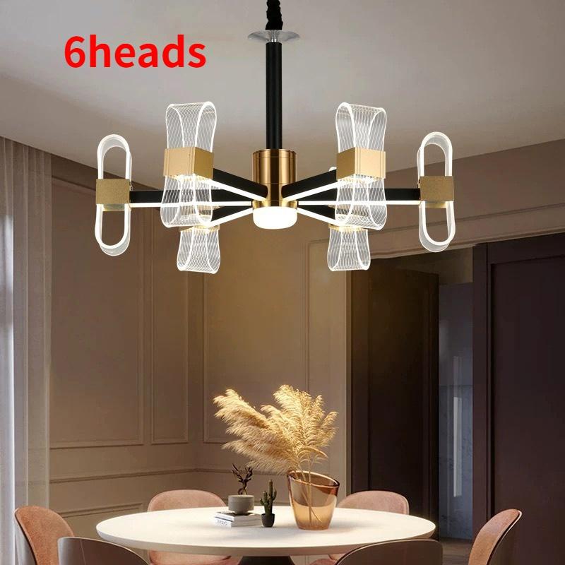 Modern Wrought Iron Acrylic Living Room Chandelier Nordic Home Dining Bedroom Lamps