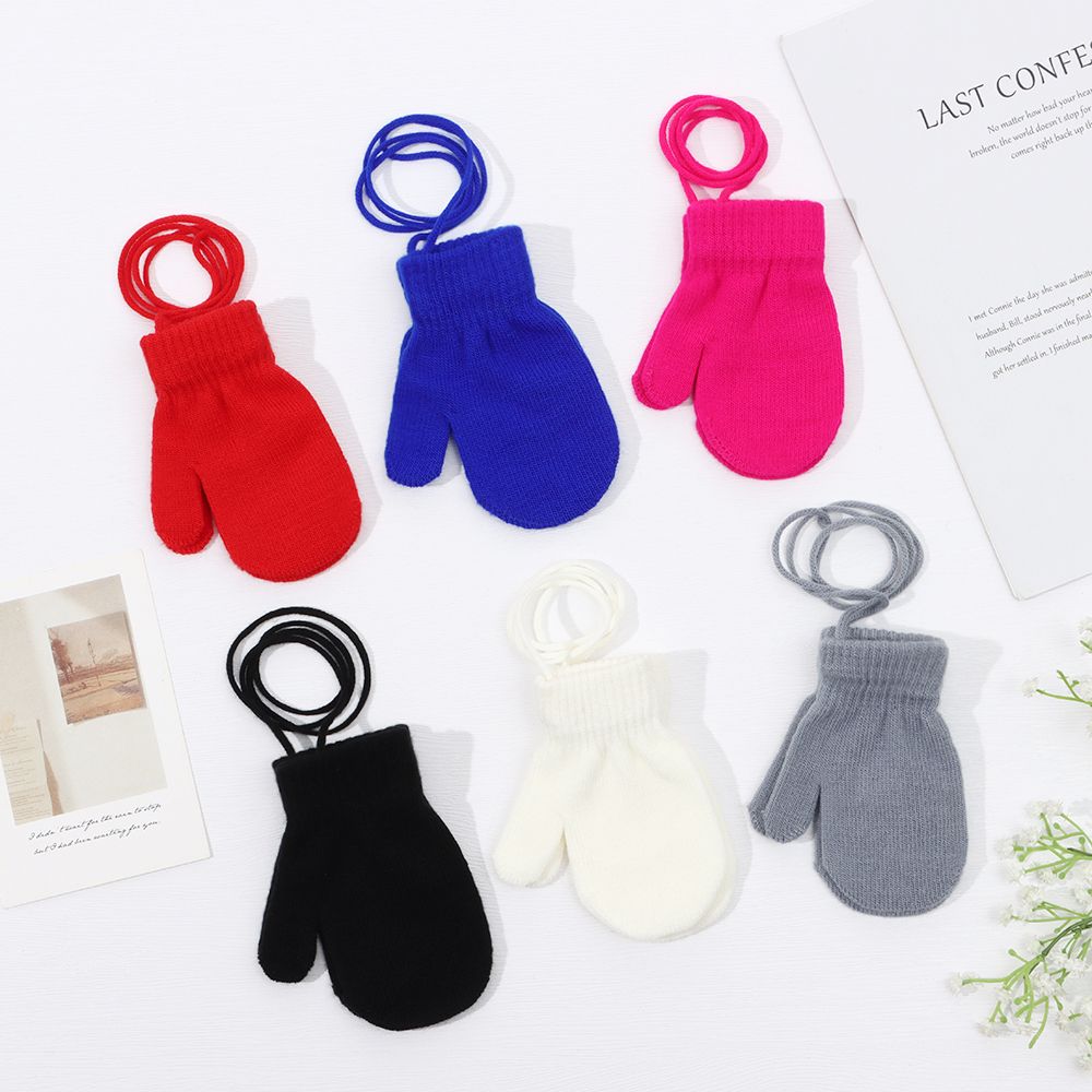 1-4 Years Anti-lost Baby Boys Girls Kids Gloves Thick Warm Sports Gloves Knitted Mittens