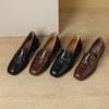 Krazing Pot Cow Leather Square Toe Thick Med Heels Spring Shoes Loafers Oxford Shoes Daily Wear Women Pumps