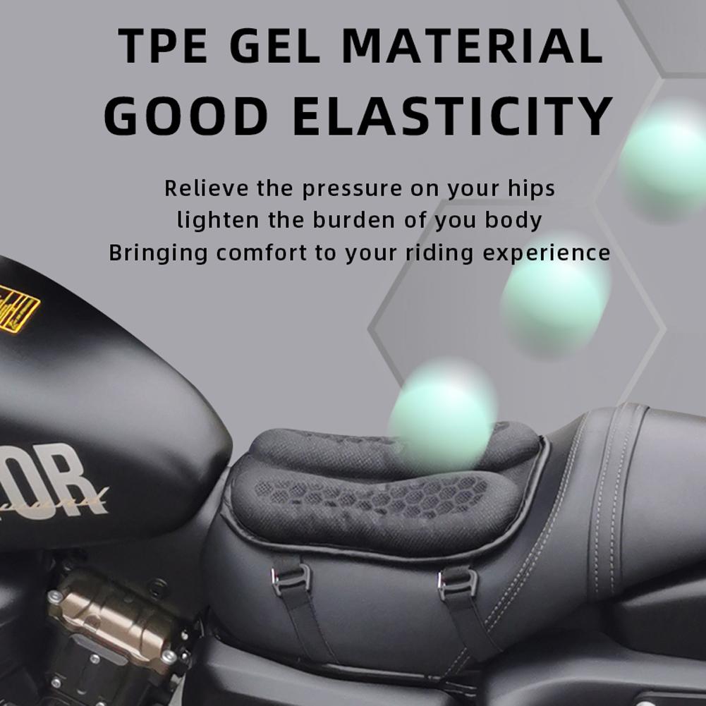 Motorcycle Seat Cushion Rear Seat Pads 3D Blow Air Cushion Shockproof Breathable Moto Saddle Cushion Slow Rebound Memory Gel Pad
