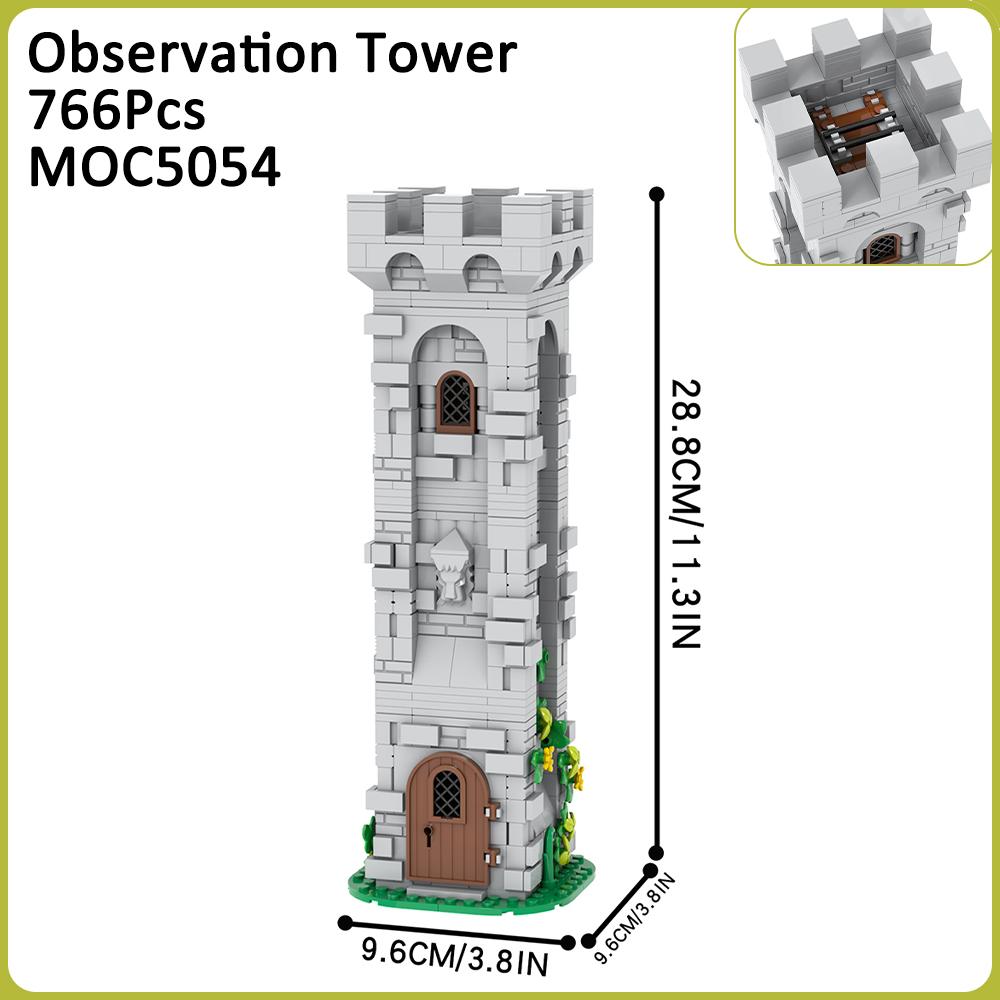 MOC Medieval Stone Castle Brick Gate Tower Construction Assembled Compatible Figure Building Blocks Toys For Children Adult Gift