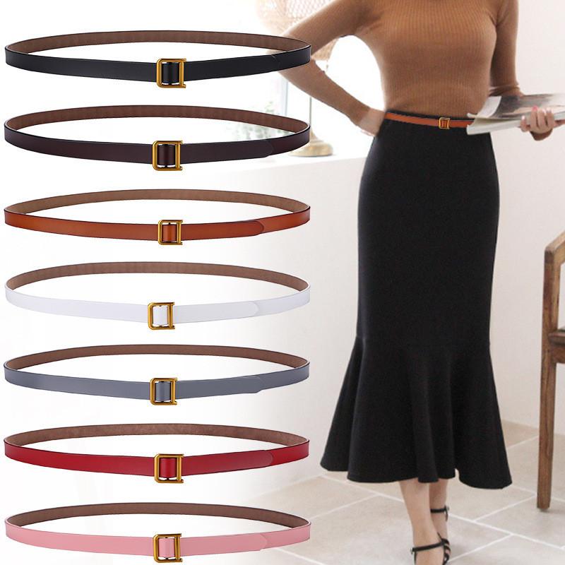 Classic Leather Waist Belt For Women With D Buck Closure For Dress Accessory