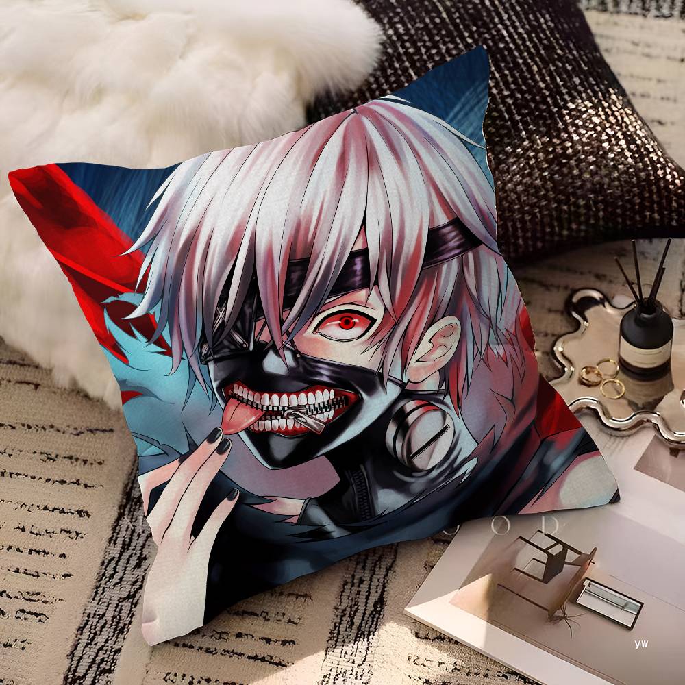 Anime Tokyo Ghoul Decorative Room Aesthetics Pillow Case Home Decor Bedroom Sofa Bed Couch Pillow Cover 45X45