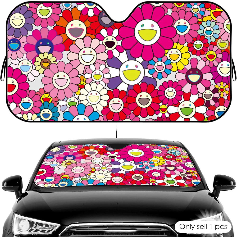 Sunflower Pattern Sun Visor Car Windshield Sun Shade UV Protection Heat Insulation Cover Universal Sun Protector