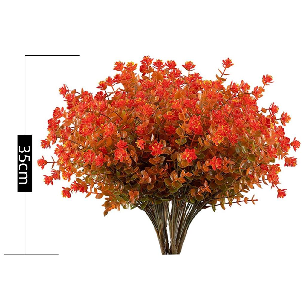 7 веток искусственное растение для улицы, устойчивое к УФ-лучам, искусственные цветы, пластиковые кустарники для осенней цветочной композиции, оранжевый декор на Хэллоуин