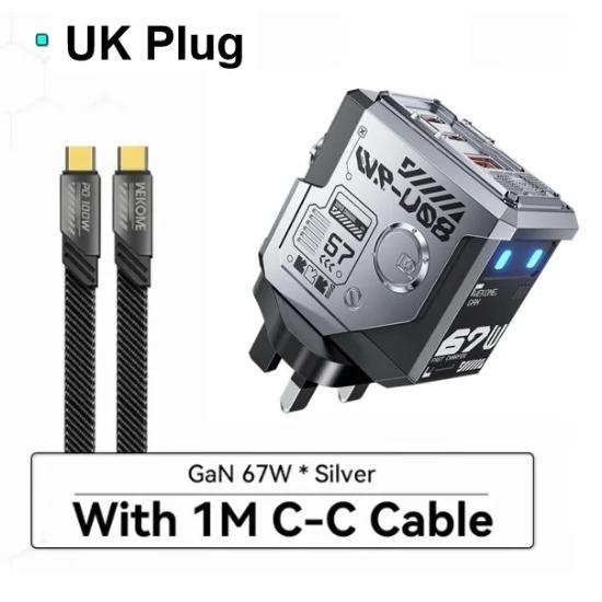67 Вт GaN зарядное устройство Mecha Robot три порта QC PD блок быстрой зарядки адаптер питания для iPhone ноутбук MacBook Samsung Galaxy Google