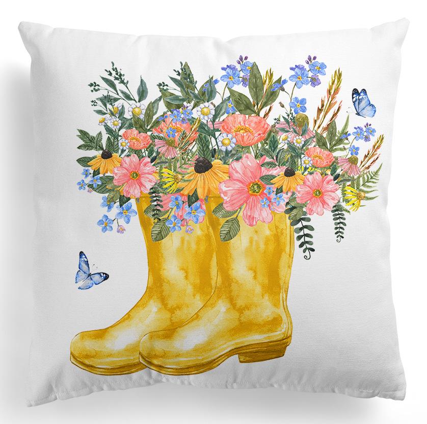 Новая весенняя наволочка с цветами, пасхальная, с велосипедом, с маленьким грузовиком, из персикового бархата с принтом для дома