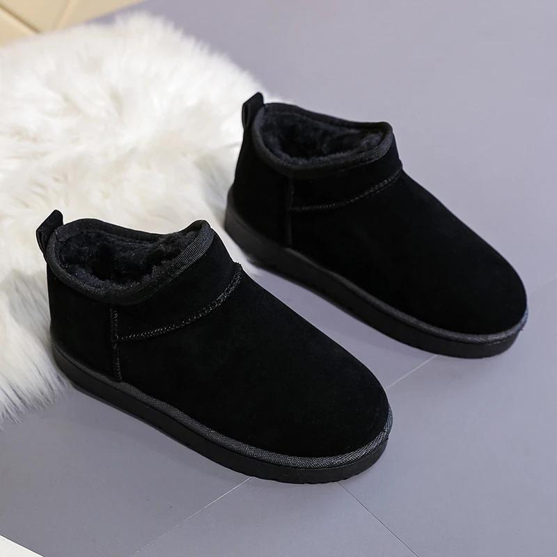 Женские зимние сапоги, новые роскошные зимние короткие плюшевые теплые сапоги, повседневные меховые ботильоны «челси», женские туфли на плоской подошве и платформе для женщин
