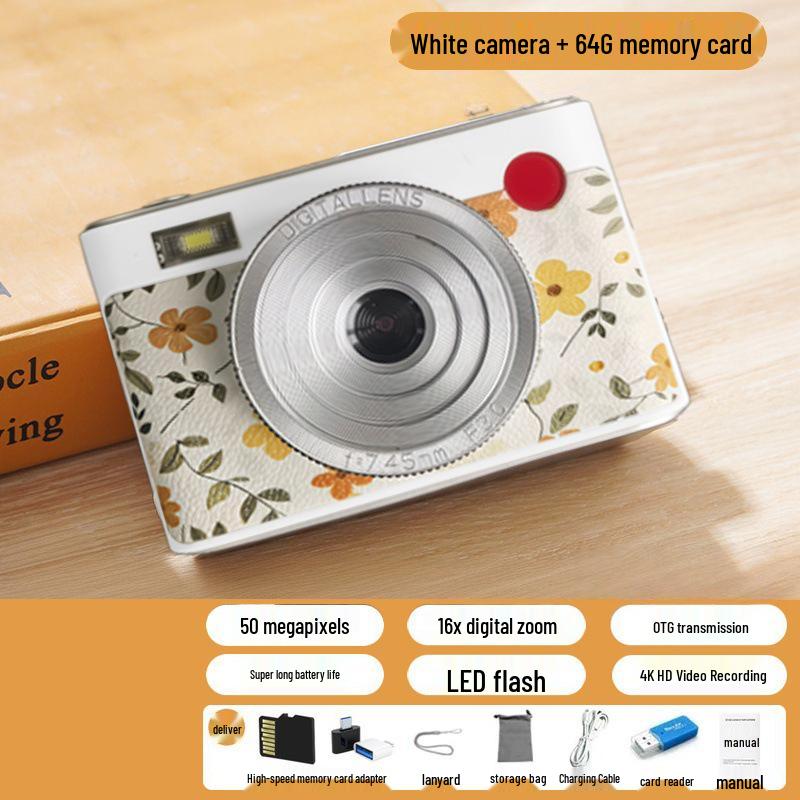 Campus CCD Retro Dual Camera: HD Student Travel Photography with Phone Transfer, Front & Rear D06